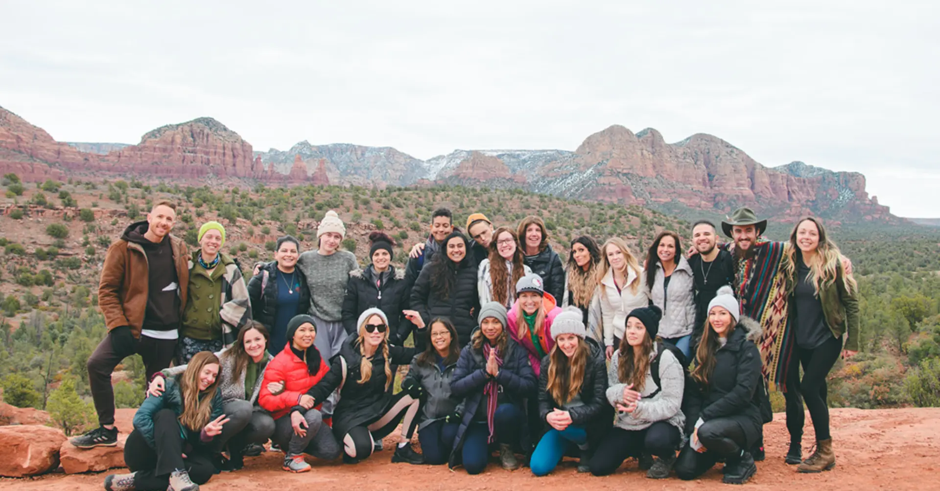 Victor, Pattie and a retreat group together among Sedona's red rocks